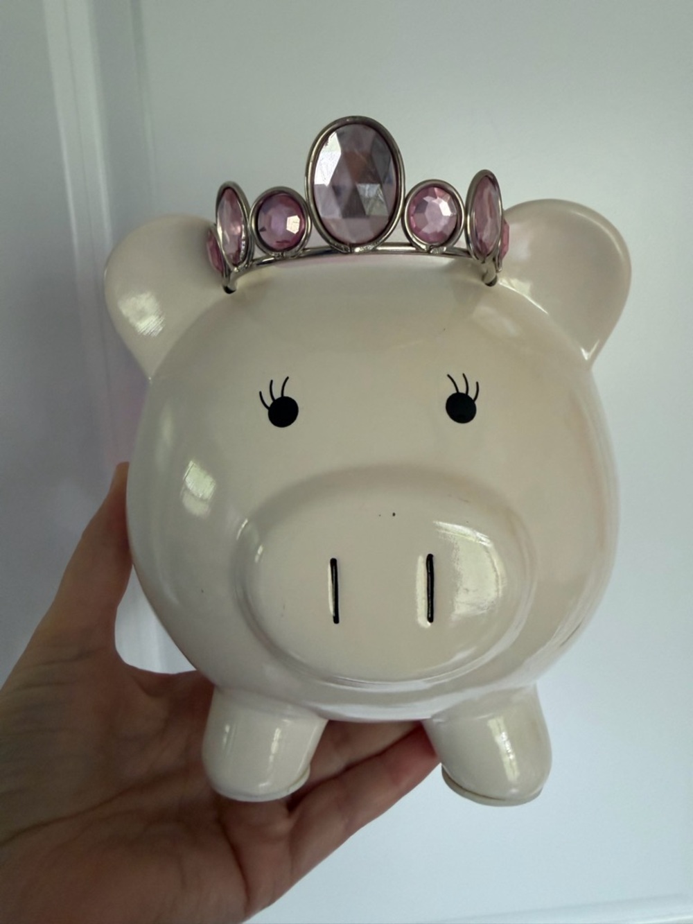 Pink Gem Tiara Piggy Bank Large
